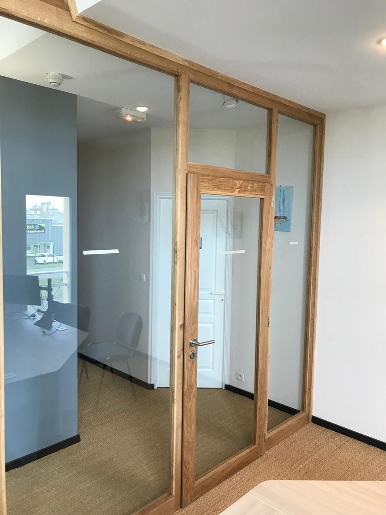 Cloison de bureau vitre en chne